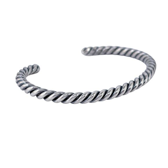 Southwest Twisted Wire Cuff Bracelet | Vintage Sterling Silver 925 | 6.5" - Picture 5 of 10